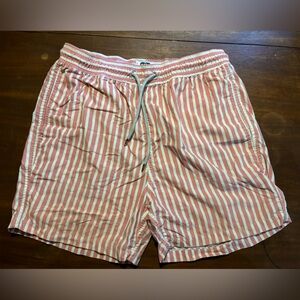 Men’s X-Large Love Brand & co pink and white striped swim trunks